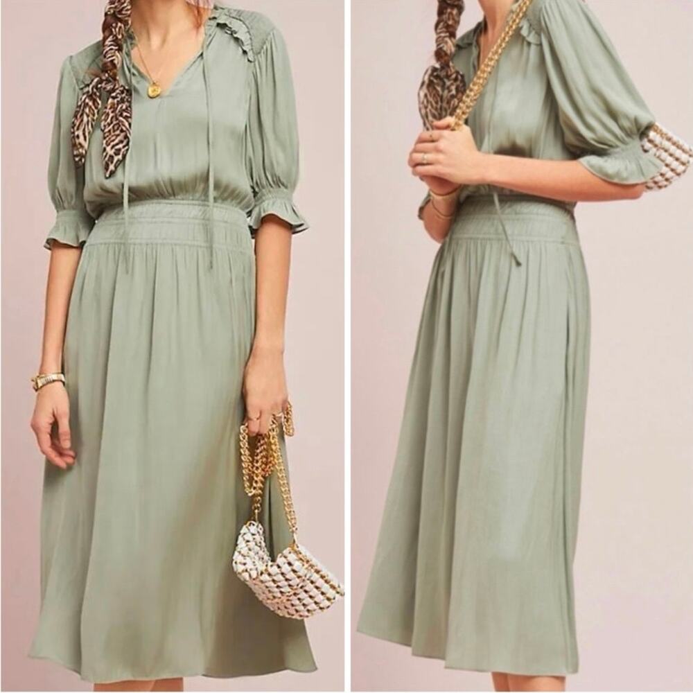 Anthropologie Sage Green Midi Dress